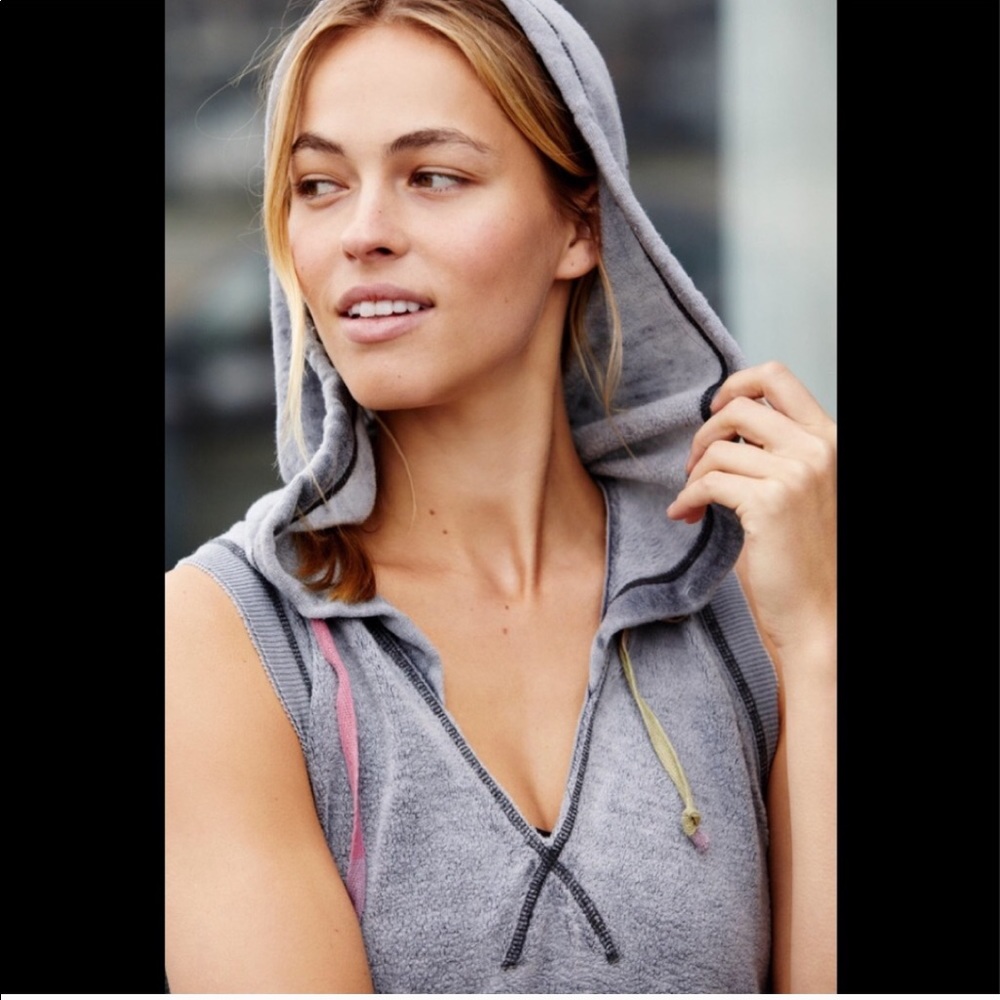 Free People Meadowbrook Hoodie Sleeveless Black